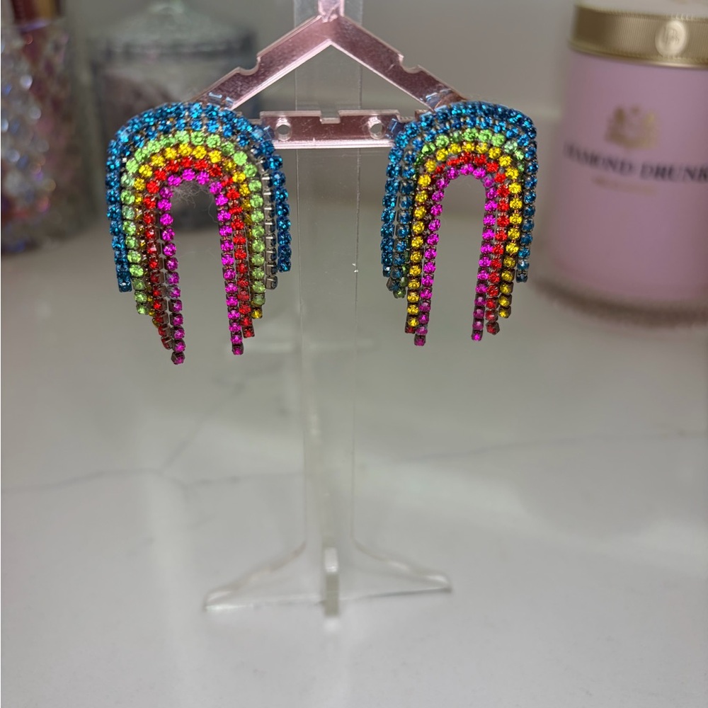 ORIGINAL Feed Me Gems/HairCandy By Han Colorful Rainbow Crystal Earrings